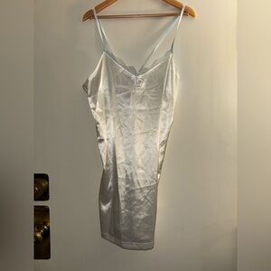 Y2K Rampage Vintage White Slip Dress Top with Blue Lace Lingerie Top XL